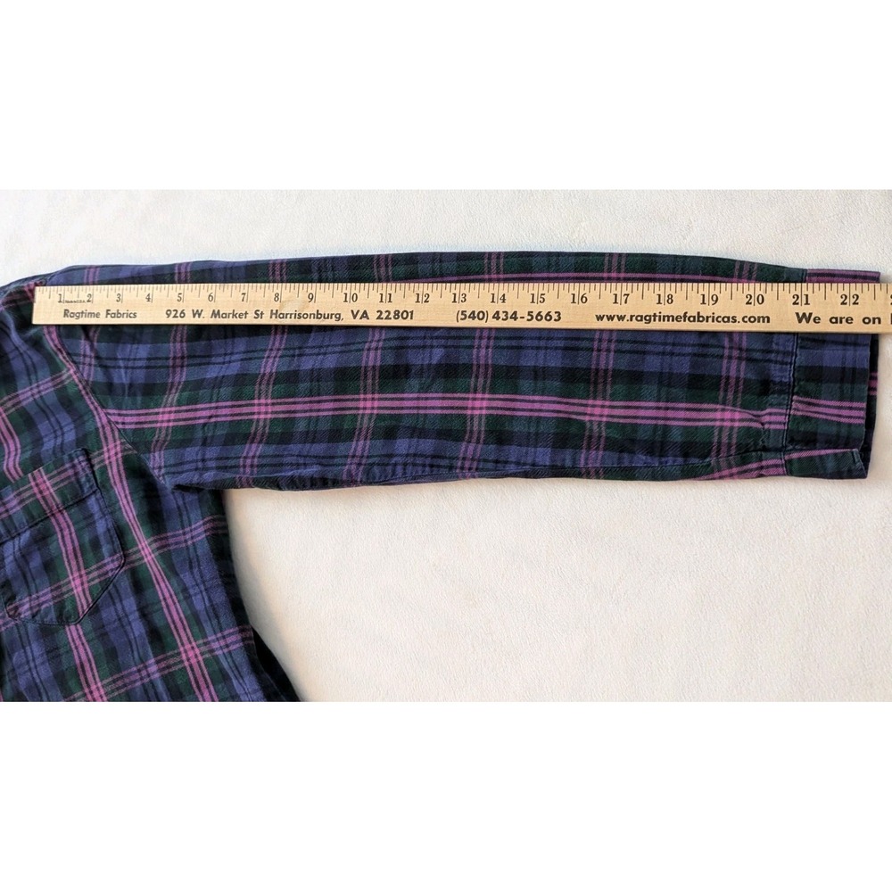Z5 LL Bean Pink Purple Green Plaid Flannel Button Up Women's Sz Small - Picture 5 of 8